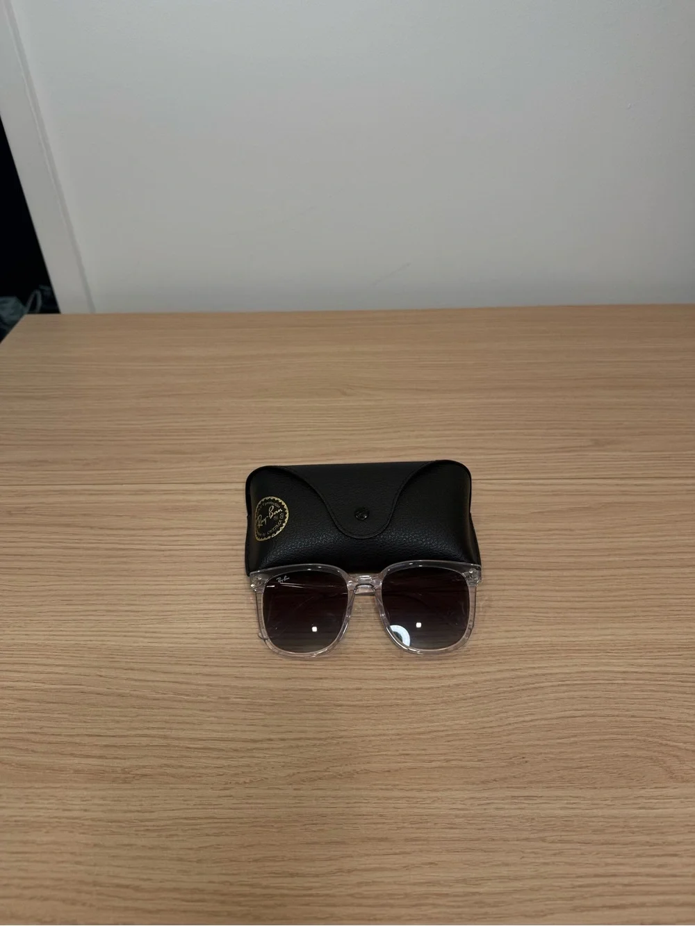 Ray-Ban Clear Frame Sunglasses with Gradient Smoke Lenses - Transparent & Gray